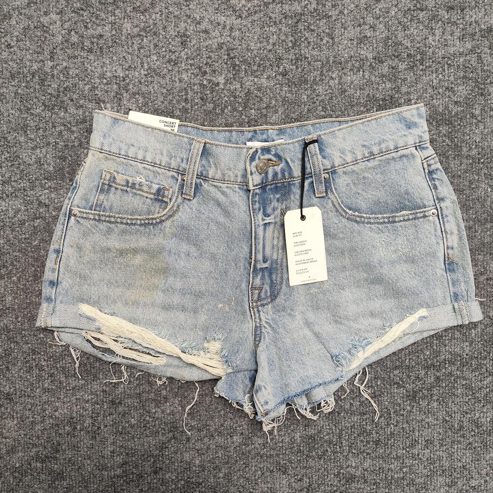 Forever 21 Denim Shorts Womens 26 Light Wash Distressed Cutoff Raw Hem Summer